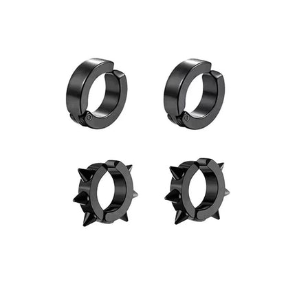 Mens Punk Cross Magnetic Earrings Set Stainless Steel Non Piercing 5 Pairs 9