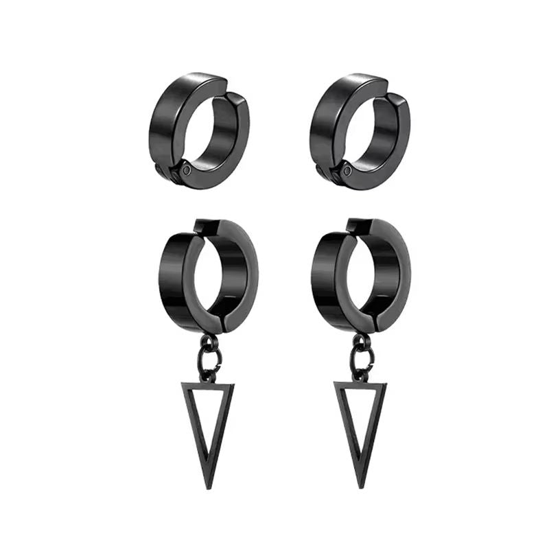 Mens Punk Cross Magnetic Earrings Set Stainless Steel Non Piercing 5 Pairs 3