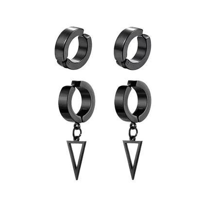 Mens Punk Cross Magnetic Earrings Set Stainless Steel Non Piercing 5 Pairs 3