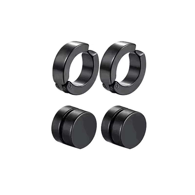 Mens Punk Cross Magnetic Earrings Set Stainless Steel Non Piercing 5 Pairs 6