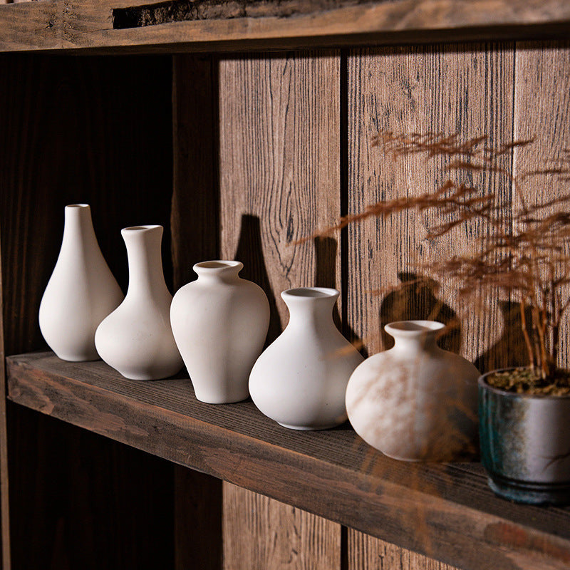 Flower Ornaments Ceramic Small White Vase Flower Bottle Crafts Room Decoration Fragrance Bottle Cer