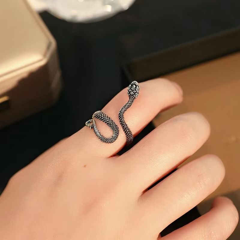3pcs Snake Ring Set For Men And Women  Hip Hop Ring Gothic Rings In Retro Gun Black 3