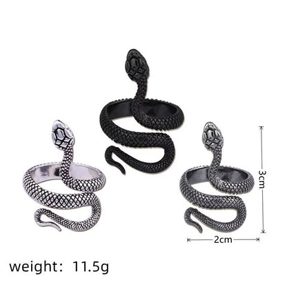 3pcs Snake Ring Set For Men And Women  Hip Hop Ring Gothic Rings In Retro Gun Black 5