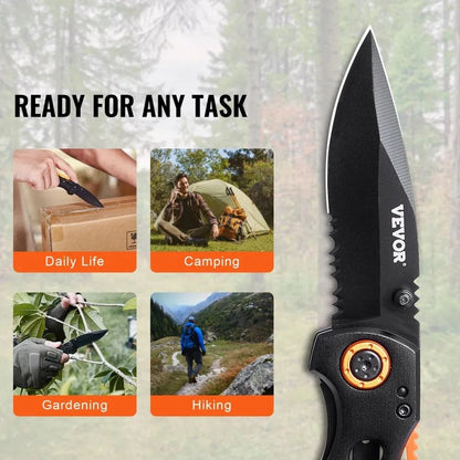 Folding Pocket Knife Blade Aluminum Handle Sharp EDC Camping Hiking Knife Lightweight Self Defense  6