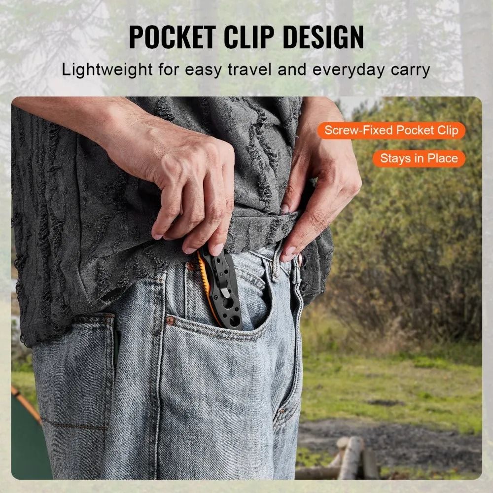 Folding Pocket Knife Blade Aluminum Handle Sharp EDC Camping Hiking Knife Lightweight Self Defense  1