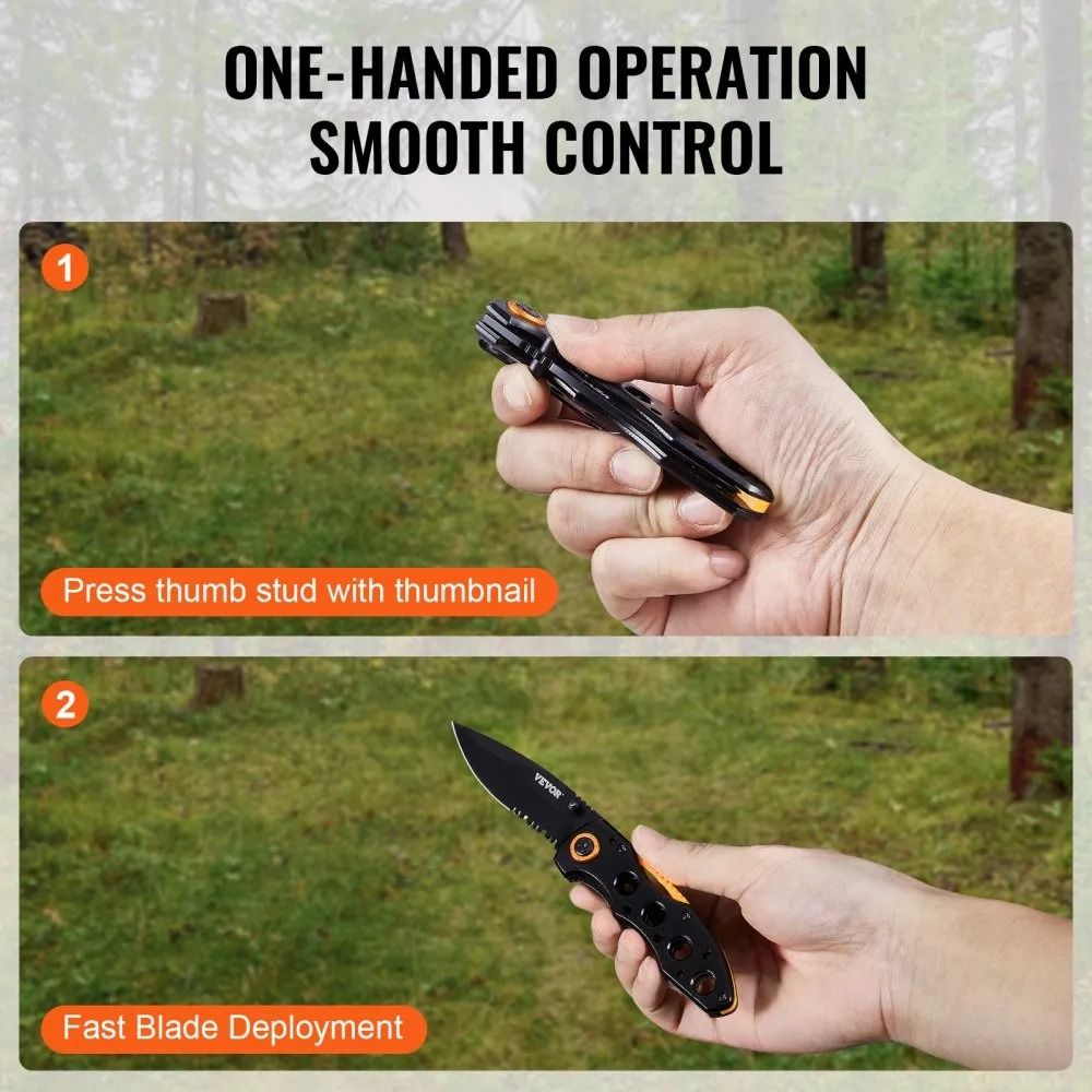 Folding Pocket Knife Blade Aluminum Handle Sharp EDC Camping Hiking Knife Lightweight Self Defense  4