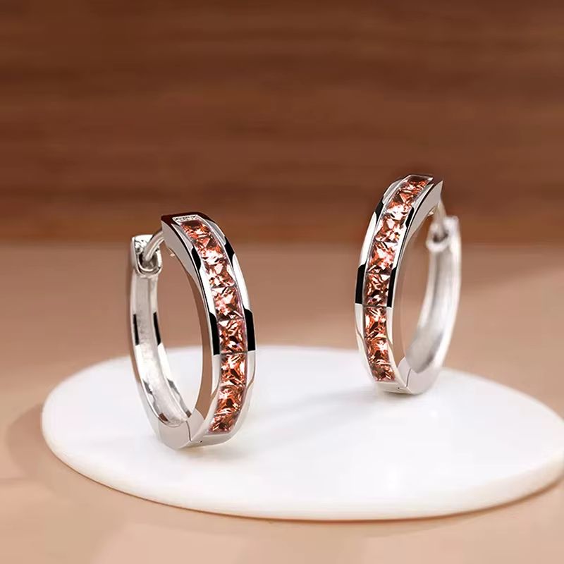Classic Hoop Earrings With Princess Square CZ For Women Simple Elegant Versatile Jewelry 11