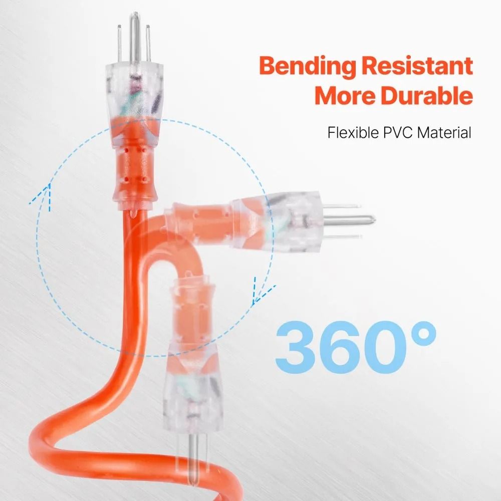 Heavy Duty Extension Cord  Prongs Appliance Cord With Lighted End Flexible And ColdResistant For In 3