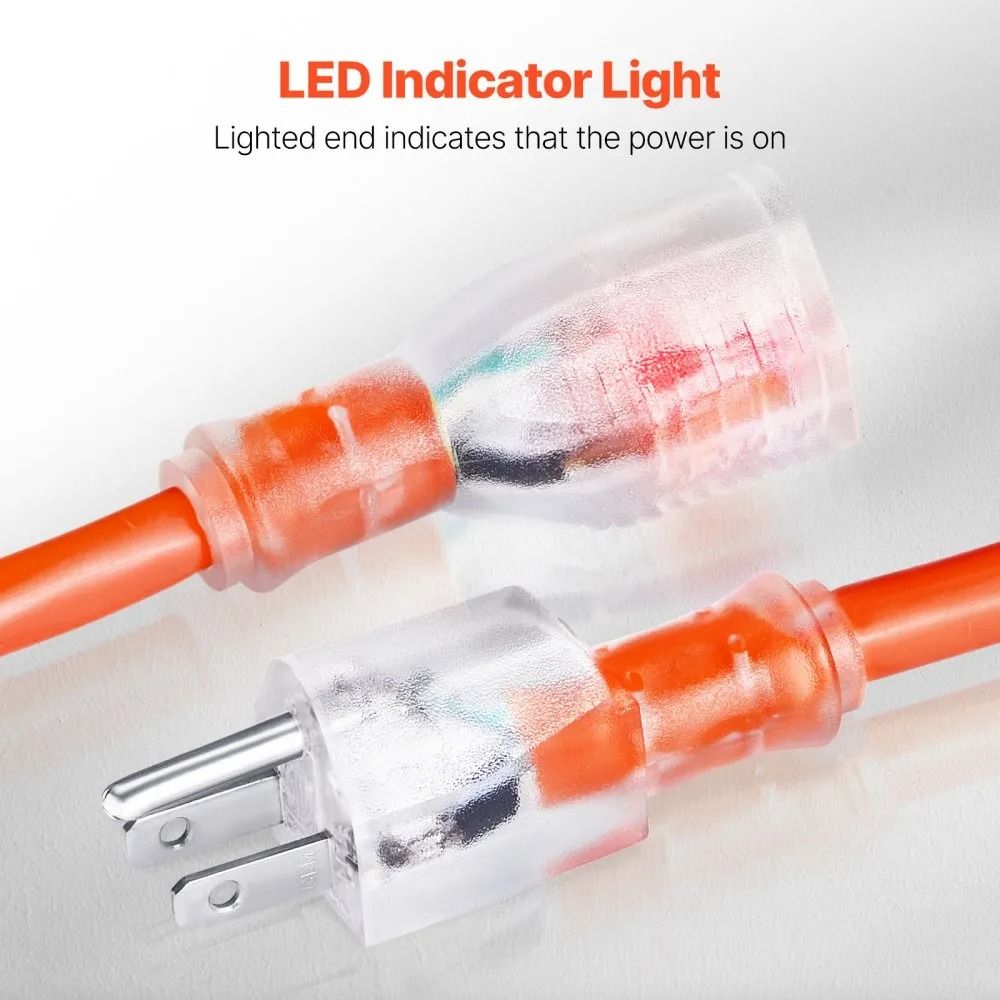 Heavy Duty Extension Cord  Prongs Appliance Cord With Lighted End Flexible And ColdResistant For In 4