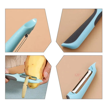 Stainless Steel Multi-Functional Vegetable & Fruit Peeler, Manual Fast Kitchen Tool for Efficient Processing