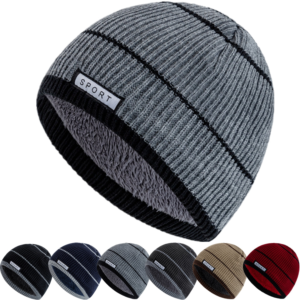 Winter Beanies for Men and Women, Unisex Warm Knitted Hat, Plush Fur Lined Streetwear Cap, Casual Designer Ski Hat