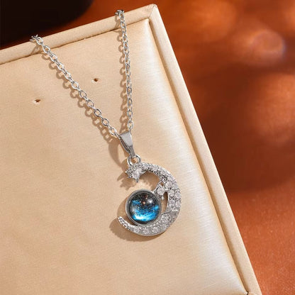 Starry Dream Astronaut Planet Moon Titanium Steel Necklace For Women 10