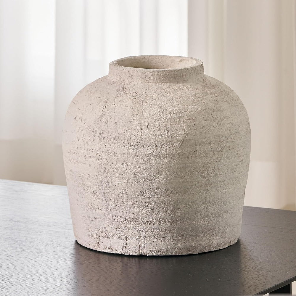 Large White Ceramic Vase, Zen Style Rustic Vase, Terra Cotta Pitcher Vase, Distressed Farmhouse Decor, Pottery Decor