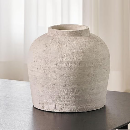 Large White Ceramic Vase Zen Style Rustic Vase Terra Cotta Pitcher Vase Distressed Farmhouse Decor  4