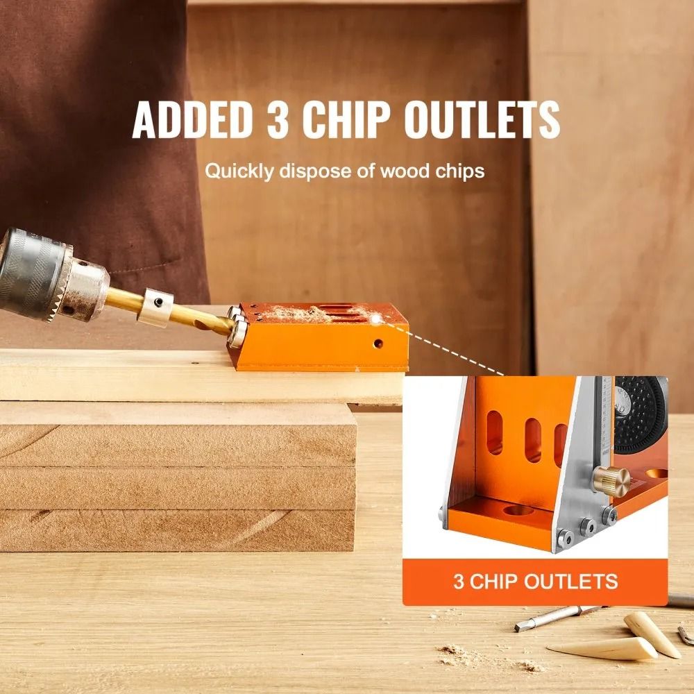 Adjustable Pocket Hole Jig System DIY Carpentry Kit With Step Drills Dual Scale Marks Drill Stop Ri 1