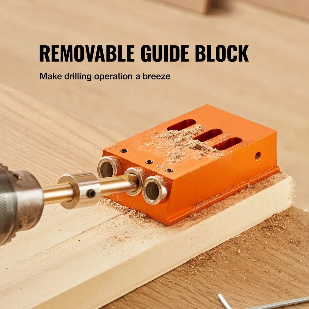 Adjustable Pocket Hole Jig System DIY Carpentry Kit With Step Drills Dual Scale Marks Drill Stop Ri 2