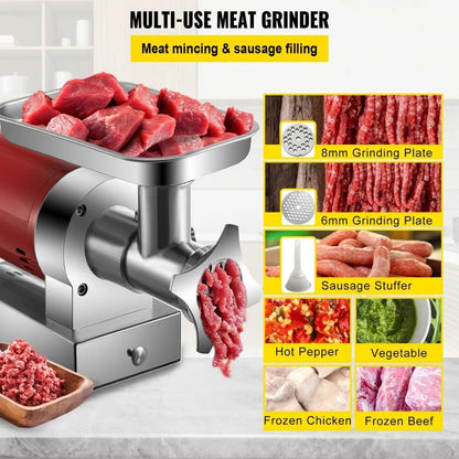 Electric Meat Grinder Hour Meat Mincer HP Heavy Duty Grinder With Grinding Plates Sausage Maker 6