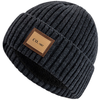 Knitted Winter Beanie Hat, Unisex Warm Cap with Plush Fur Lining, Outdoor Ski Sports Hat for Men Women