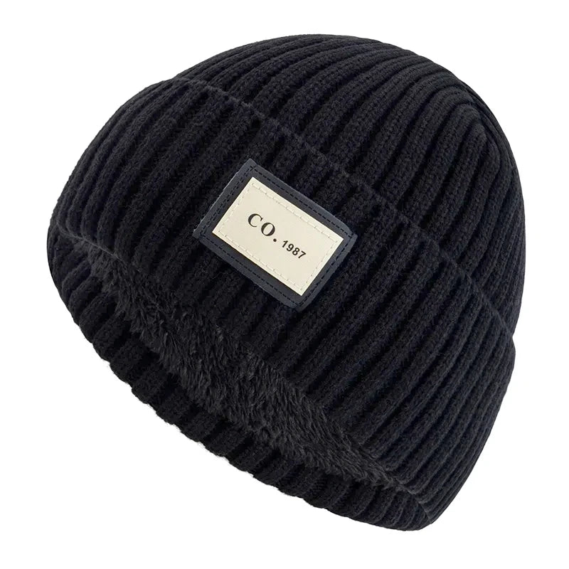 Knitted Winter Beanie Hat, Unisex Warm Cap with Plush Fur Lining, Outdoor Ski Sports Hat for Men Women