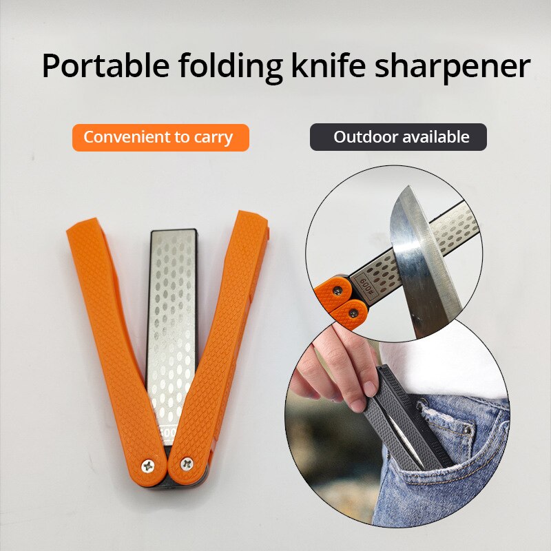 Portable Double Side Grindstone, Professional Diamond Knife Sharpener, Kitchen Folding Pocket Sharpening Stone