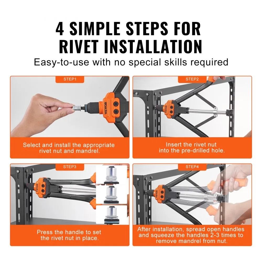 Rivnut Tool Kit With Mandrels And Rivet Nuts Semi Auto Rivet Nut Tool 3