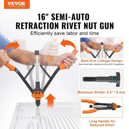 Rivnut Tool Kit With Mandrels And Rivet Nuts Semi Auto Rivet Nut Tool 5