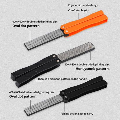 Portable Double Side Grindstone, Professional Diamond Knife Sharpener, Kitchen Folding Pocket Sharpening Stone
