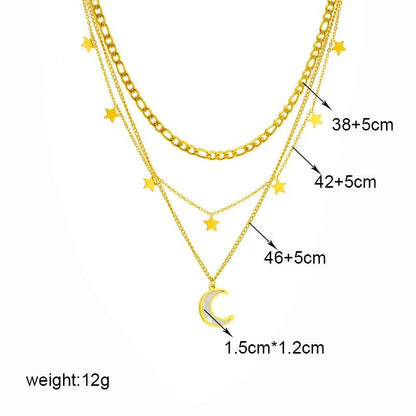 Butterfly Moon Lock Layered Necklace  316L Stainless Steel Choker With Blue Eye Pendant For Women 2