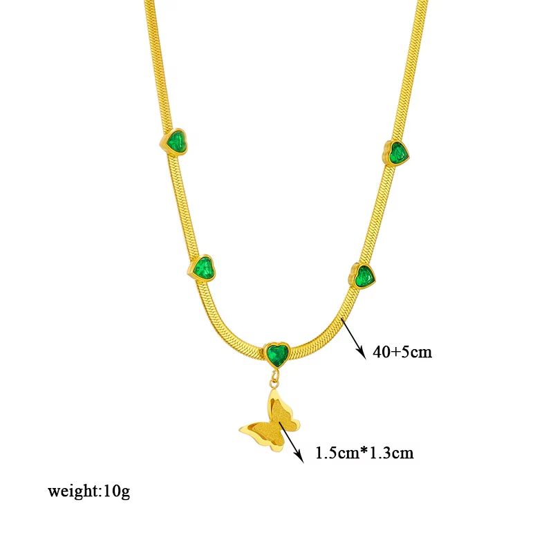 Butterfly Moon Lock Layered Necklace  316L Stainless Steel Choker With Blue Eye Pendant For Women 3