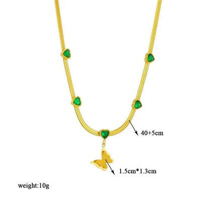 Butterfly Moon Lock Layered Necklace  316L Stainless Steel Choker With Blue Eye Pendant For Women 3