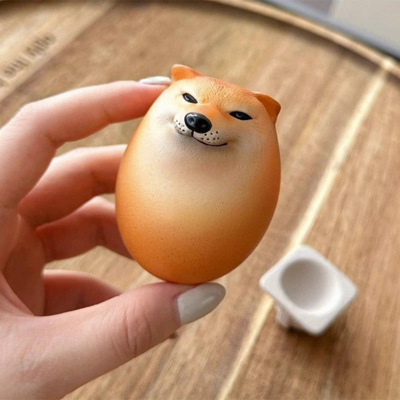 Creative Shiba Inu Egg Shape Desk Decor Realistic PVC Dog Egg Union Decoration For Home Office Fun  1