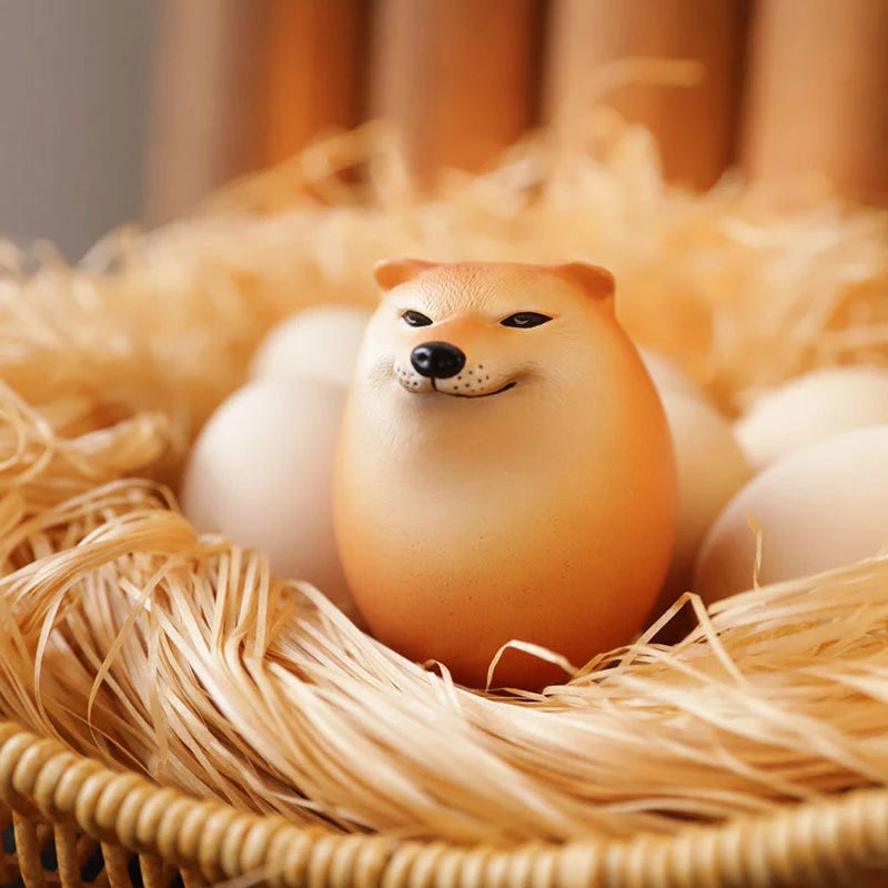 Creative Shiba Inu Egg Shape Desk Decor Realistic PVC Dog Egg Union Decoration For Home Office Fun  4