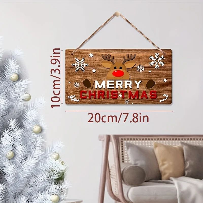 Merry Christmas Decoration Rustic Christmas Sign With Red Lettering Brown Background Reindeer And S