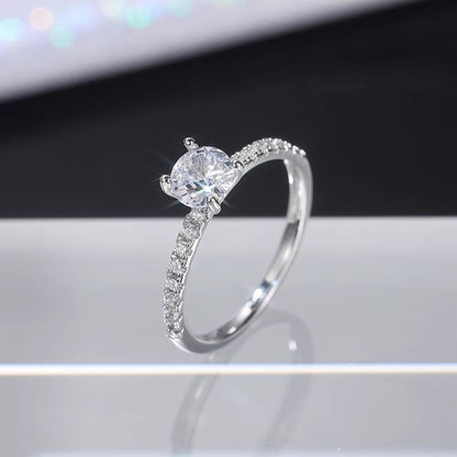 Huitan Classic 4 Claw Cubic Zirconia Engagement Ring  Low Key Wedding Ring For Women In 3 Colors 3