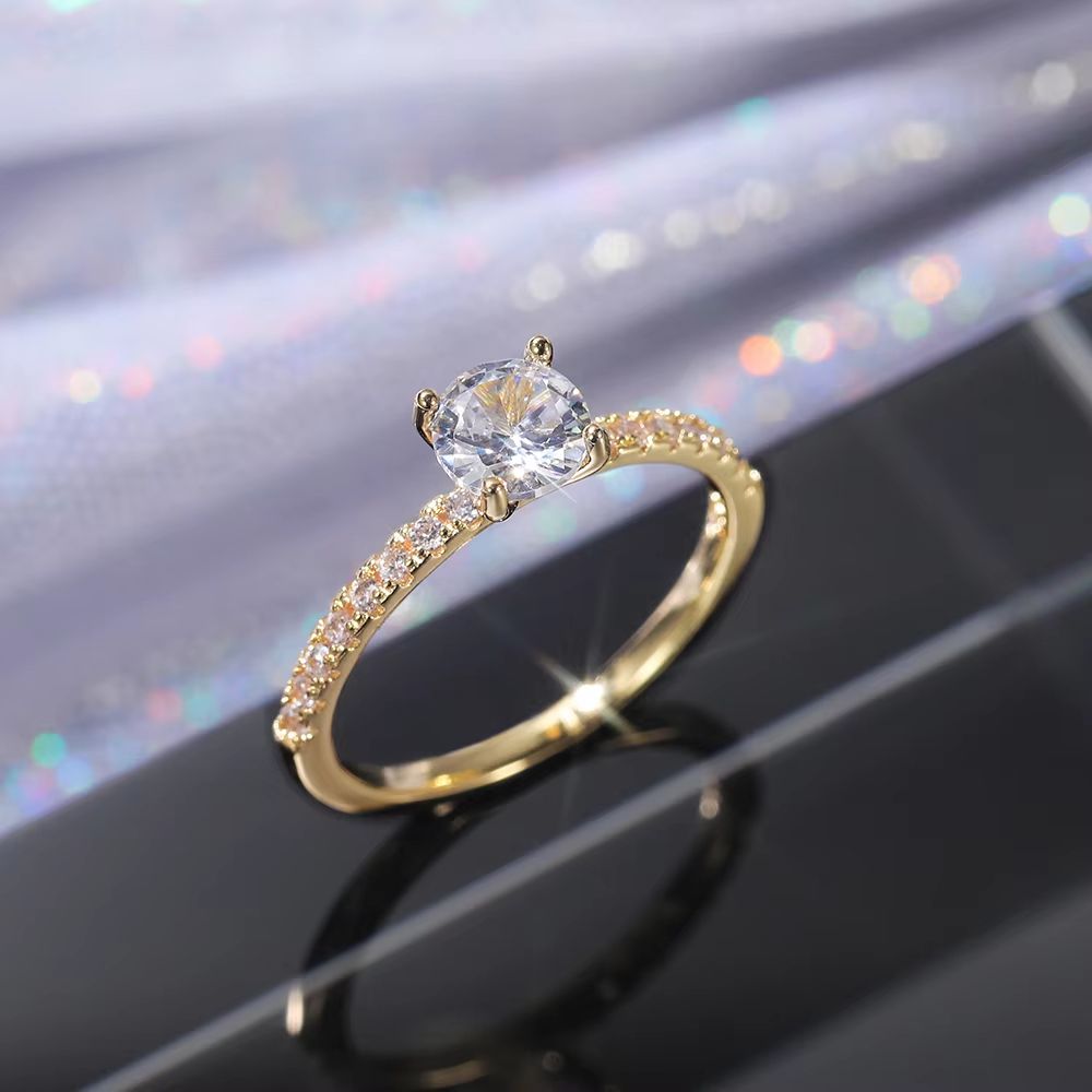 Huitan Classic 4 Claw Cubic Zirconia Engagement Ring  Low Key Wedding Ring For Women In 3 Colors 4