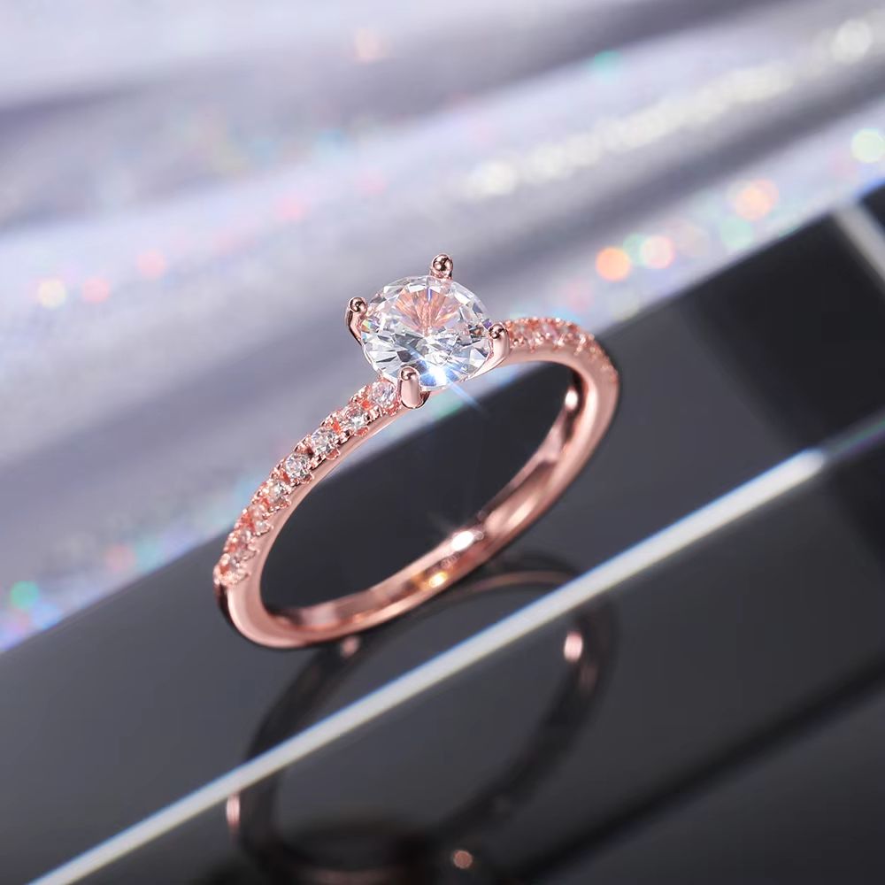 Huitan Classic 4 Claw Cubic Zirconia Engagement Ring  Low Key Wedding Ring For Women In 3 Colors 5