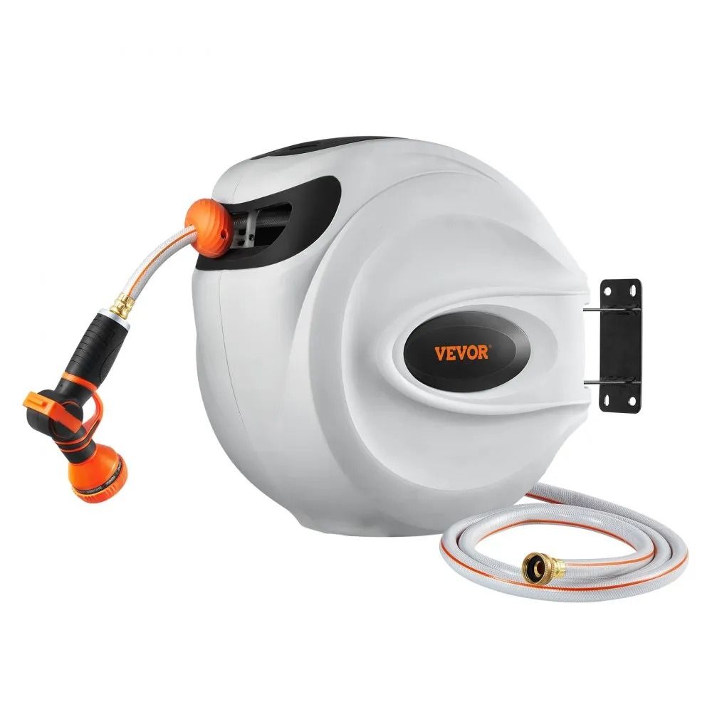 Automatic Retractable Garden Hose Reel 100 Ft X 12 Inch Wall Mounted Hose Reel 180 Swivel Bracket S 9