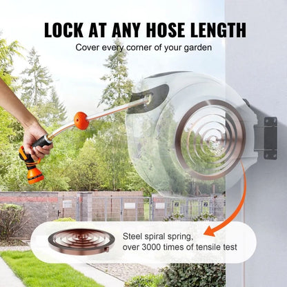 Automatic Retractable Garden Hose Reel 100 Ft X 12 Inch Wall Mounted Hose Reel 180 Swivel Bracket S 3