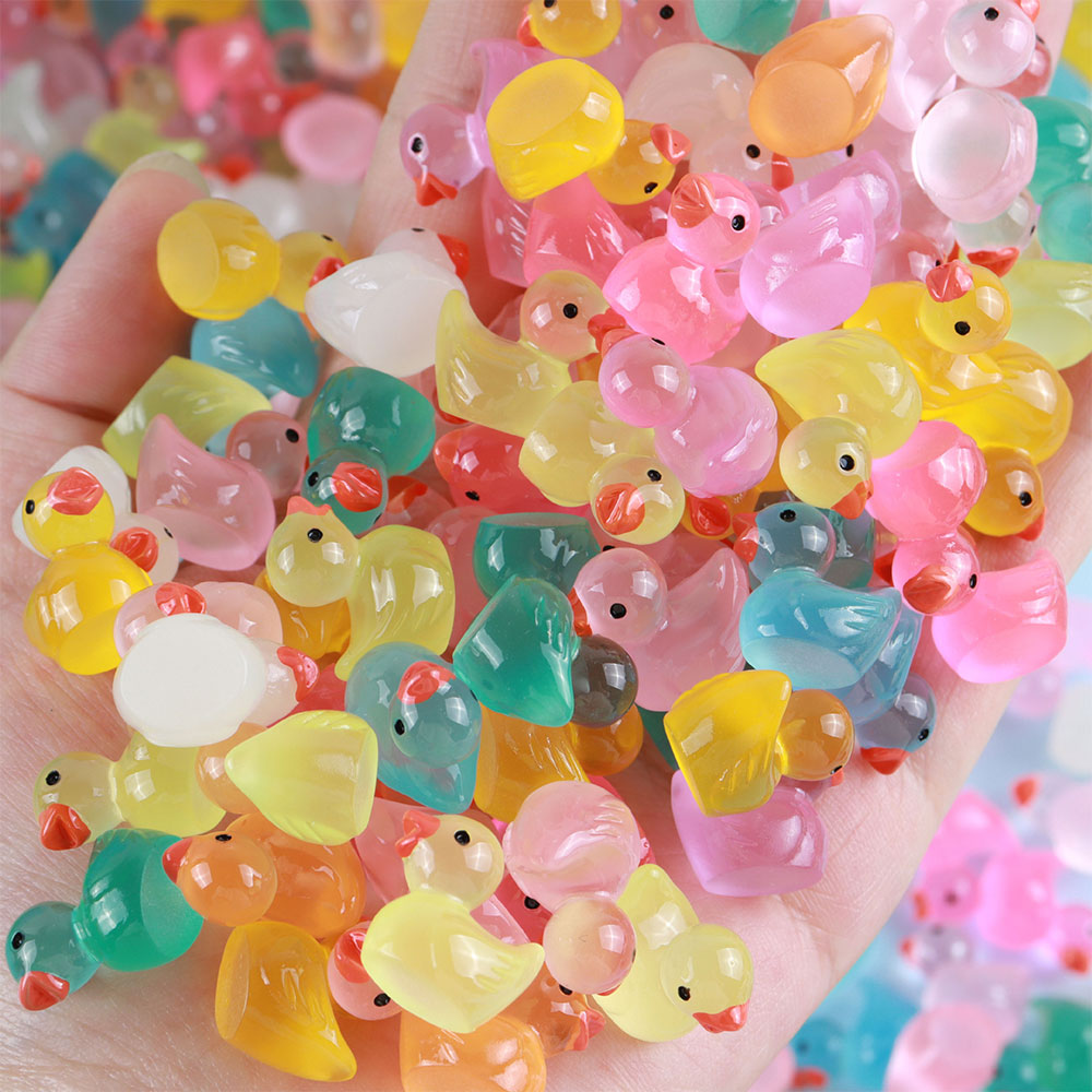 50 Mini Ducks Glow In Dark Luminou Fairy Garden Accessories Micro Landscape Night Glowing Figurines 5