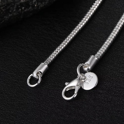 Solid Snake Chain Necklace 4560cm Silver Color  1mm 2mm 3mm Unisex Pendant Necklace Chain 5