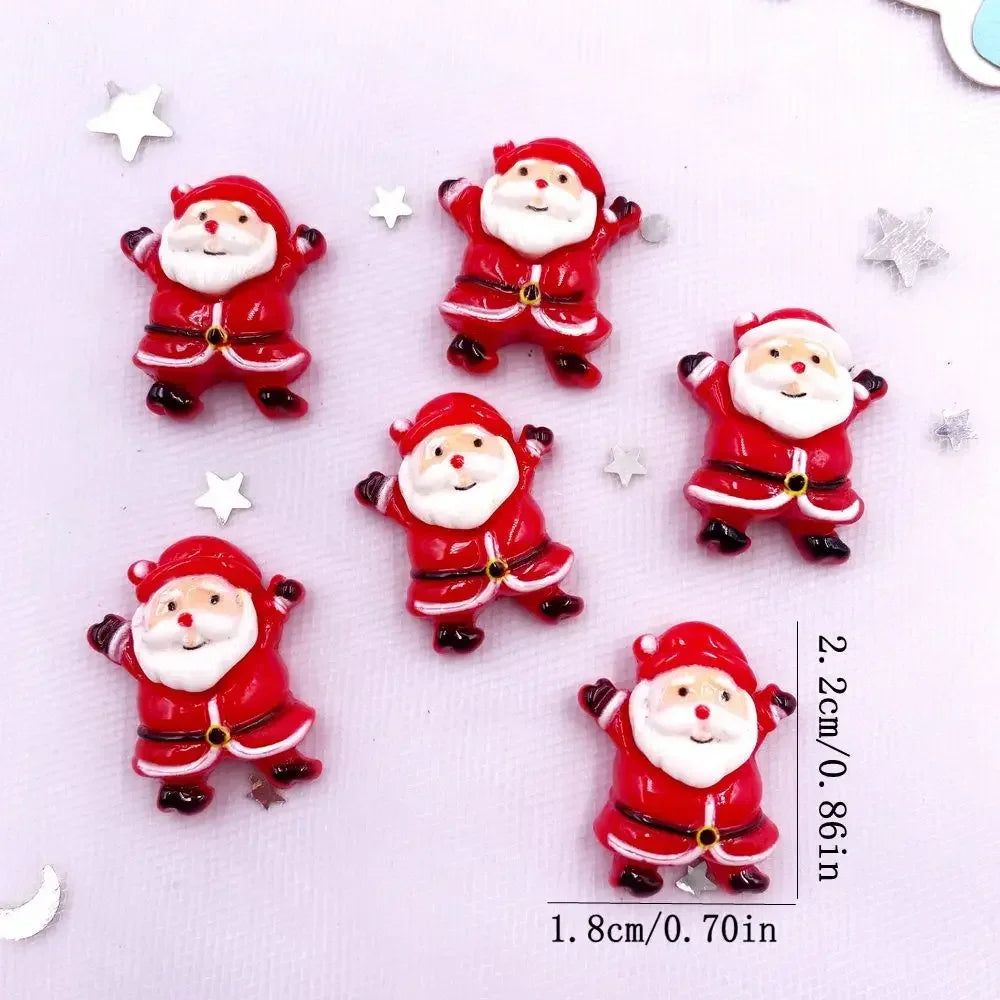 Cartoon Santa Claus Figurine, Resin Flatback Stone, DIY Bow Accessories, Red Series Christmas Decor, Holiday Scrapbook
