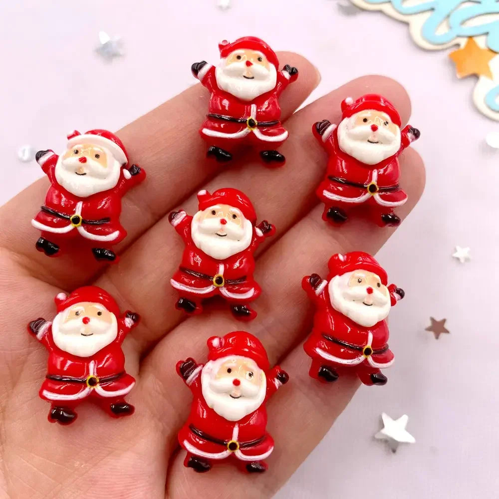 Cartoon Santa Claus Figurine, Resin Flatback Stone, DIY Bow Accessories, Red Series Christmas Decor, Holiday Scrapbook