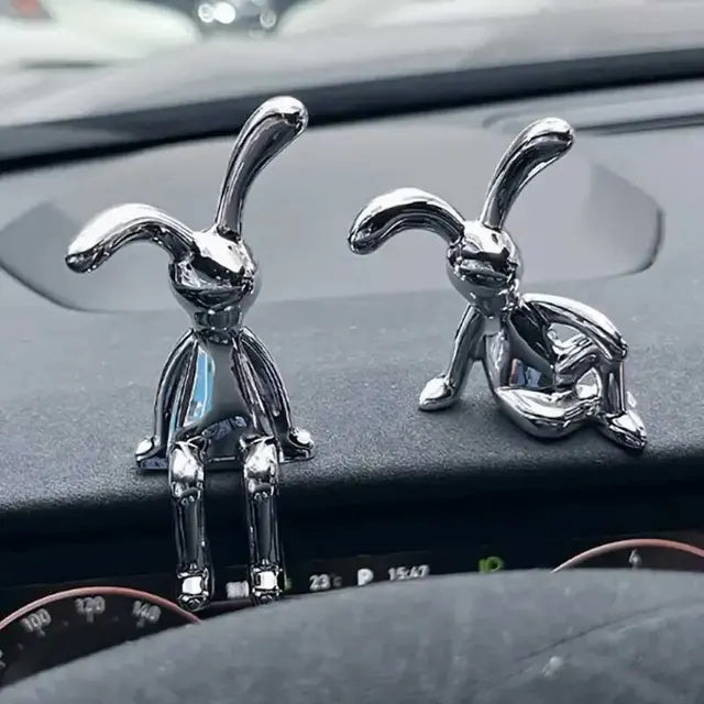 Cartoon Rabbit Ornaments LongEared Sticky Statue Living Room Bedroom Car Desktop Decoration 5