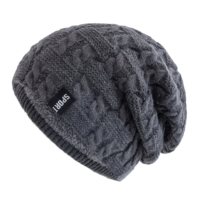 Fleece Lined Warm Beanie Unisex Winter Hats Sports Casual Knitted Hat Label Dopamine Men Women 1