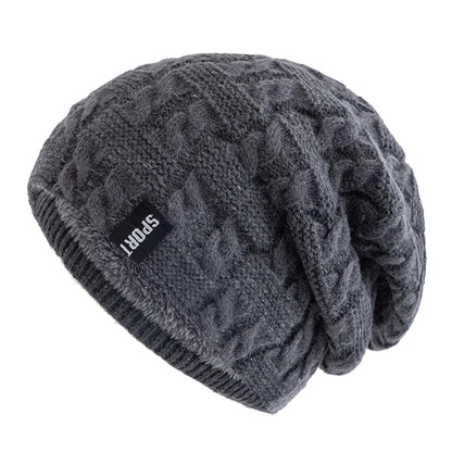 Fleece Lined Warm Beanie Unisex Winter Hats Sports Casual Knitted Hat Label Dopamine Men Women 1