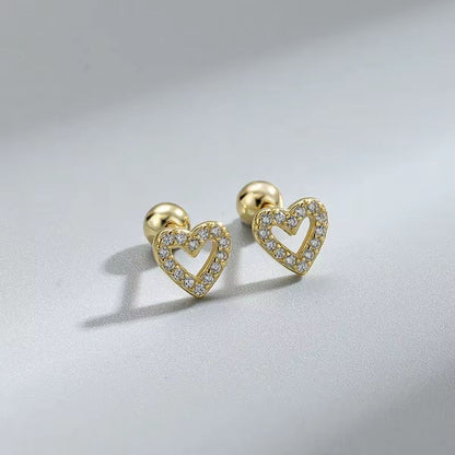 Hypoallergenic Heart Cartilage Earrings For Women  Screw Back Helix Stud Earrings For Sensitive Ear 1