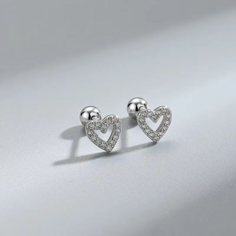 Hypoallergenic Heart Cartilage Earrings For Women  Screw Back Helix Stud Earrings For Sensitive Ear 2