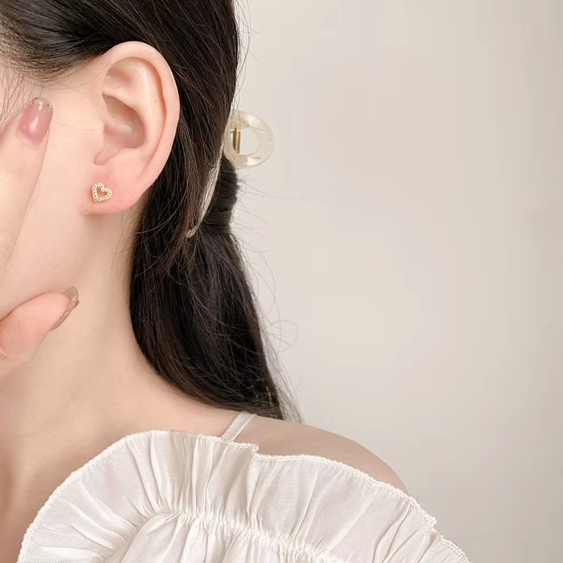 Hypoallergenic Heart Cartilage Earrings For Women  Screw Back Helix Stud Earrings For Sensitive Ear 3