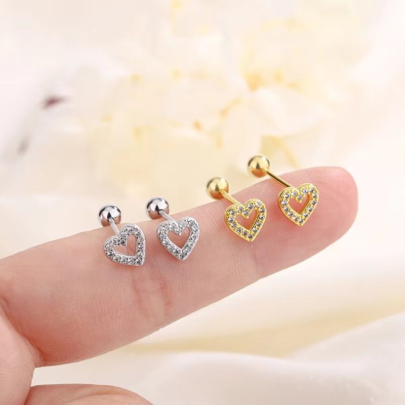 Hypoallergenic Heart Cartilage Earrings For Women  Screw Back Helix Stud Earrings For Sensitive Ear 4