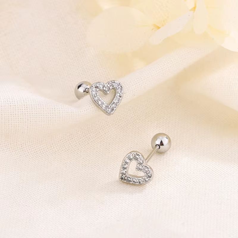 Hypoallergenic Heart Cartilage Earrings For Women  Screw Back Helix Stud Earrings For Sensitive Ear 5